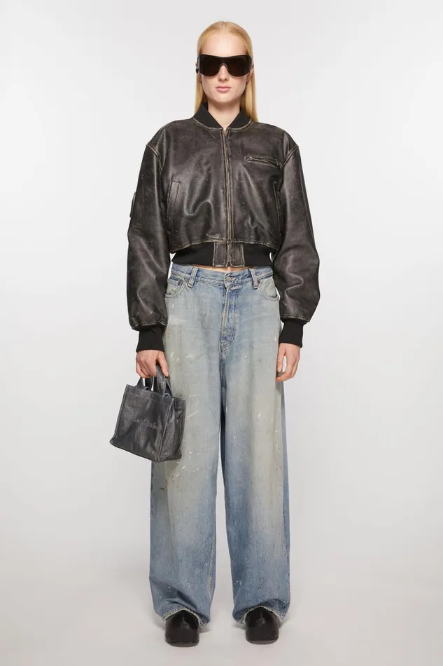 Men Logo Mini Shoulder Tote Bag Silverblue Acne Studios Bags