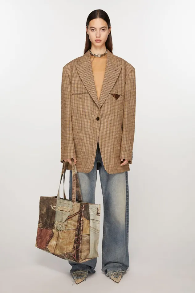 Men Logo Shoulder Tote Bag Denim Blue Acne Studios Bags
