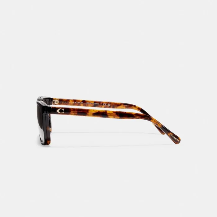 Men Magnetic Clip On Square Sunglasses Dark Tortoiseblack Coach Sunglasses