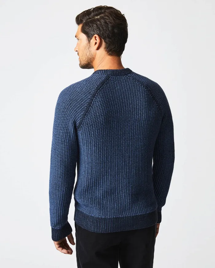 Men Marled Crewneck Sweater Carbon Blue Billy Reid Sweaters and Sweatshirts