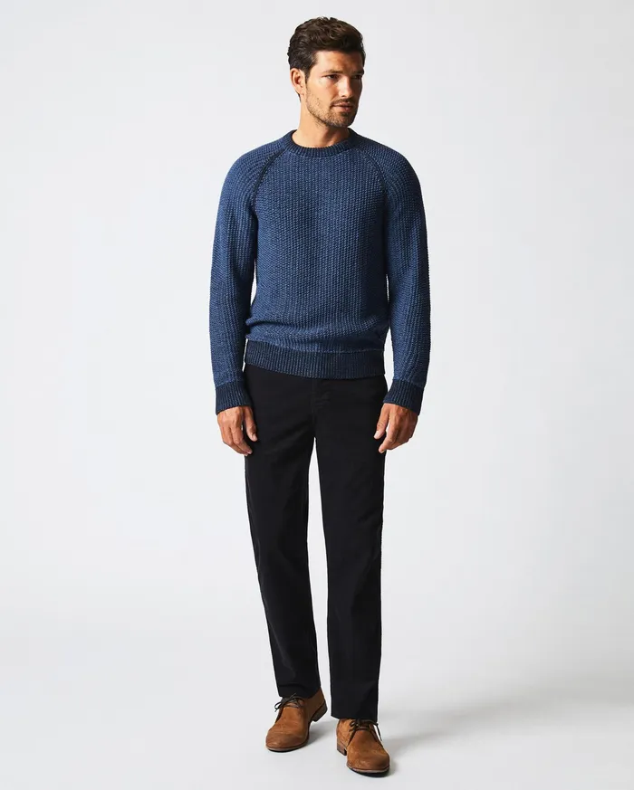 Men Marled Crewneck Sweater Carbon Blue Billy Reid Sweaters and Sweatshirts