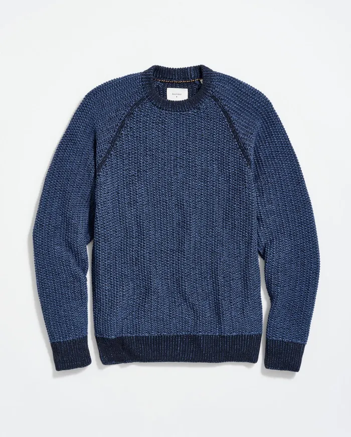 Men Marled Crewneck Sweater Carbon Blue Billy Reid Sweaters and Sweatshirts