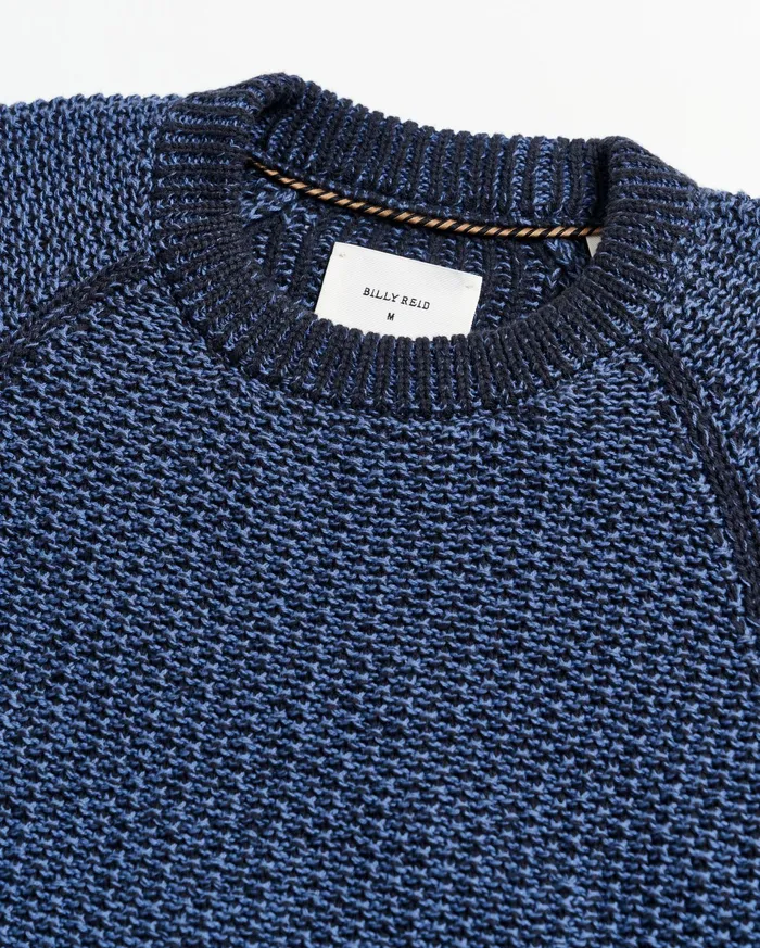 Men Marled Crewneck Sweater Carbon Blue Billy Reid Sweaters and Sweatshirts