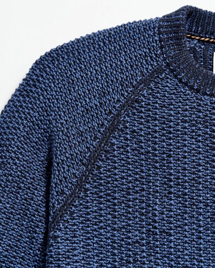 Men Marled Crewneck Sweater Carbon Blue Billy Reid Sweaters and Sweatshirts