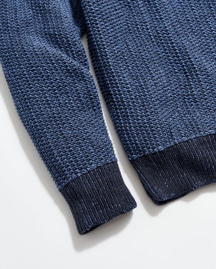 Men Marled Crewneck Sweater Carbon Blue Billy Reid Sweaters and Sweatshirts