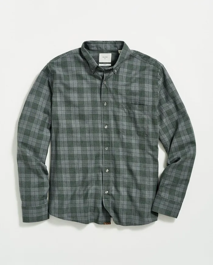 Men Melange Plaid Tuscumbia Shirt Bd Charcoalgreen Billy Reid Shirting