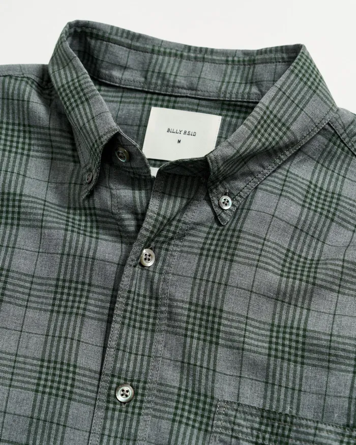 Men Melange Plaid Tuscumbia Shirt Bd Charcoalgreen Billy Reid Shirting
