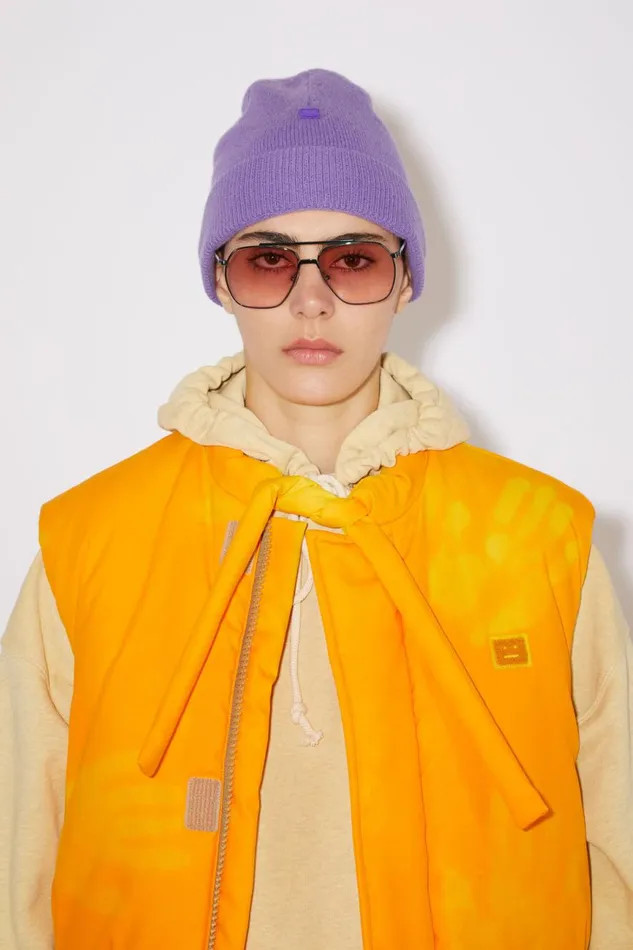 Men Micro Face Patch Beanie Iris Purple Acne Studios Hats