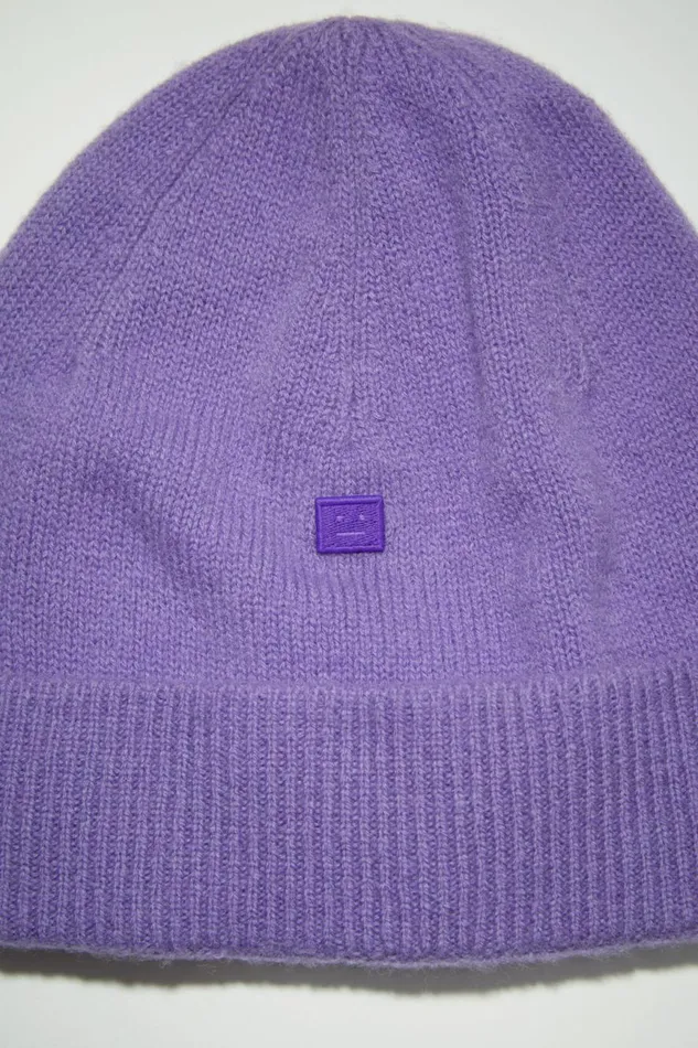 Men Micro Face Patch Beanie Iris Purple Acne Studios Hats