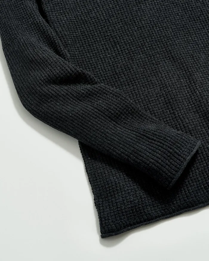 Men Mini Waffle Crew Charcoal Billy Reid Sweaters and Sweatshirts