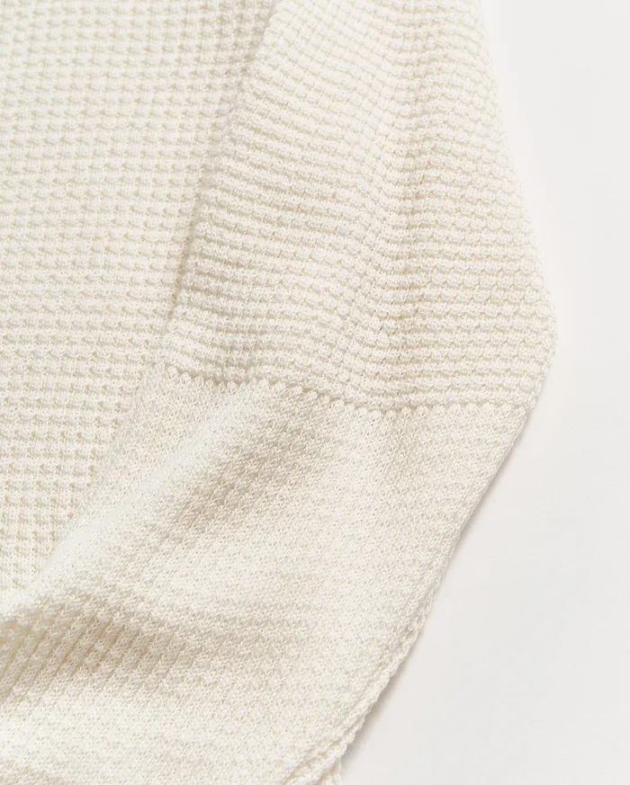 Men Mini Waffle Crew White Billy Reid Sweaters and Sweatshirts