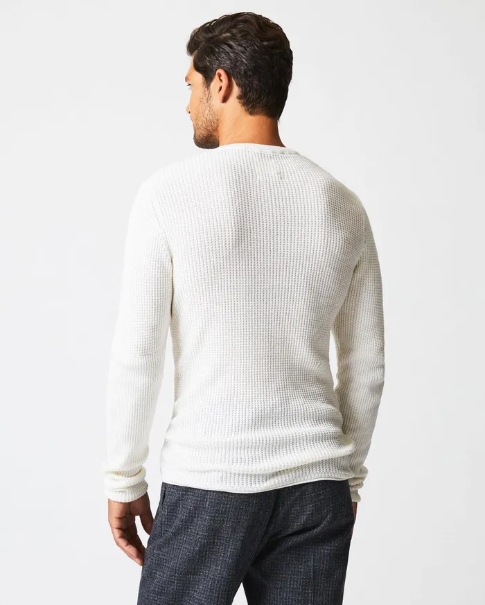 Men Mini Waffle Crew White Billy Reid Sweaters and Sweatshirts