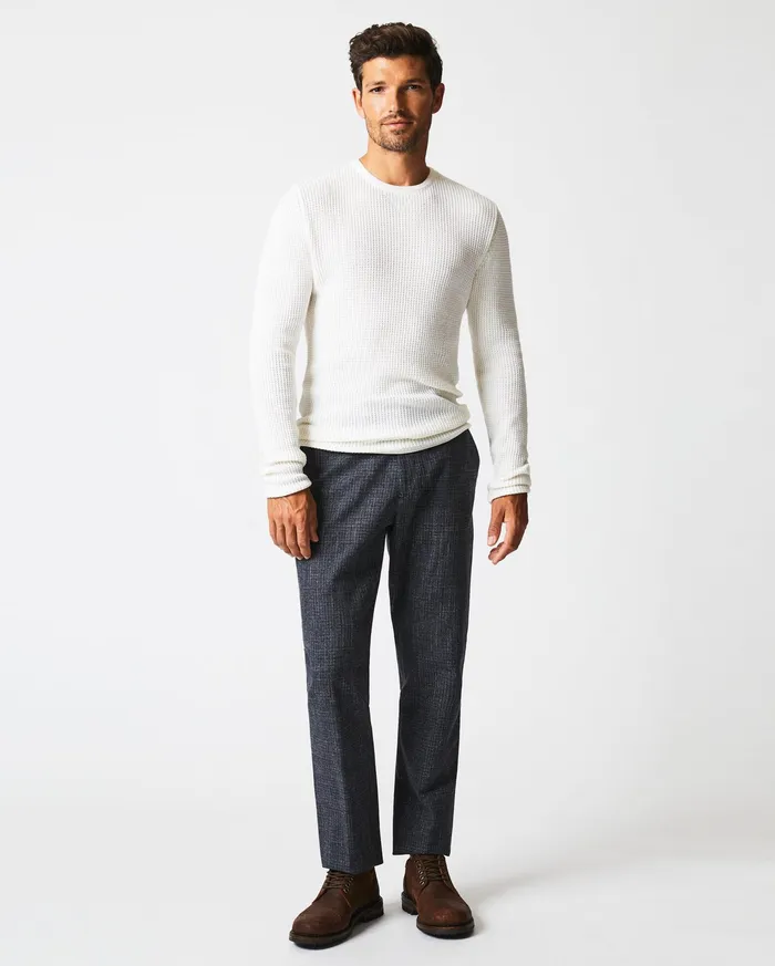 Men Mini Waffle Crew White Billy Reid Sweaters and Sweatshirts
