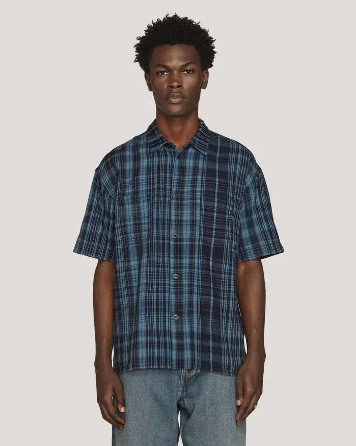 Men Mitchum Shirt Indigo Check YMC Shirts