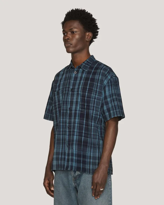 Men Mitchum Shirt Indigo Check YMC Shirts