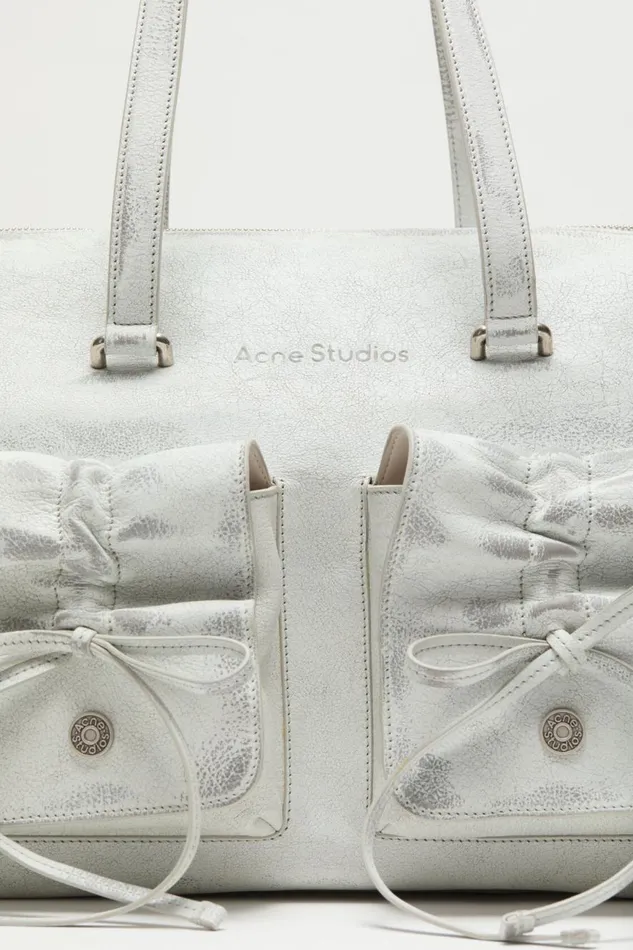 Men Multipocket Tote Bag Whitegrey Acne Studios Bags