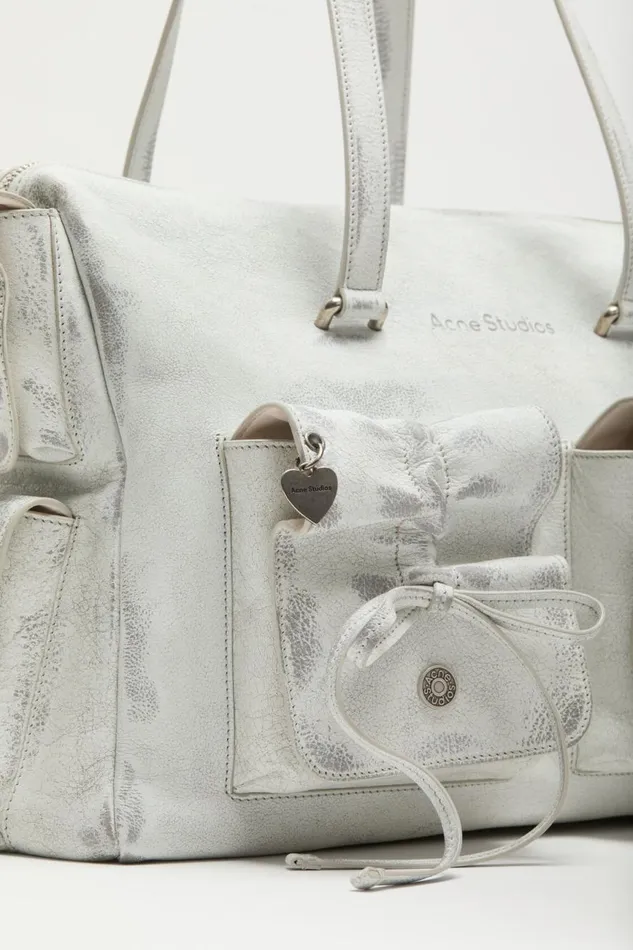Men Multipocket Tote Bag Whitegrey Acne Studios Bags