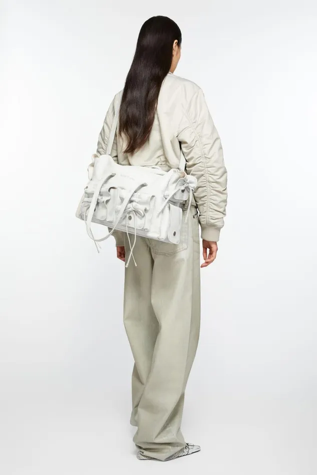 Men Multipocket Tote Bag Whitegrey Acne Studios Bags
