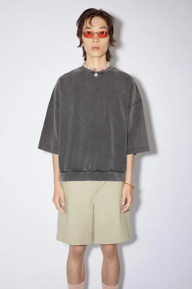 Men Patch Logo Tshirt Faded Black Acne Studios Tshirts