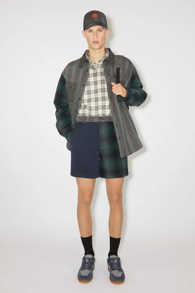 Men Patchwork Shorts Bluegreen Acne Studios Shorts