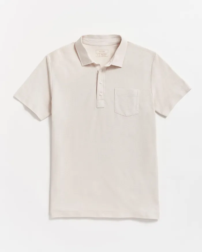 Men Pique Pensacola Polo Natural Billy Reid Polos Tees and Henleys