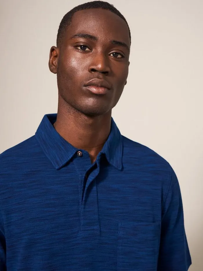 Men POLO SHIRTS White Stuff Spacedye Polo Dark Navy
