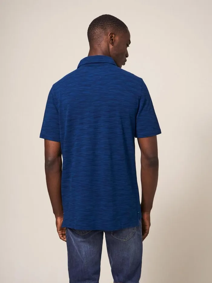 Men POLO SHIRTS White Stuff Spacedye Polo Dark Navy
