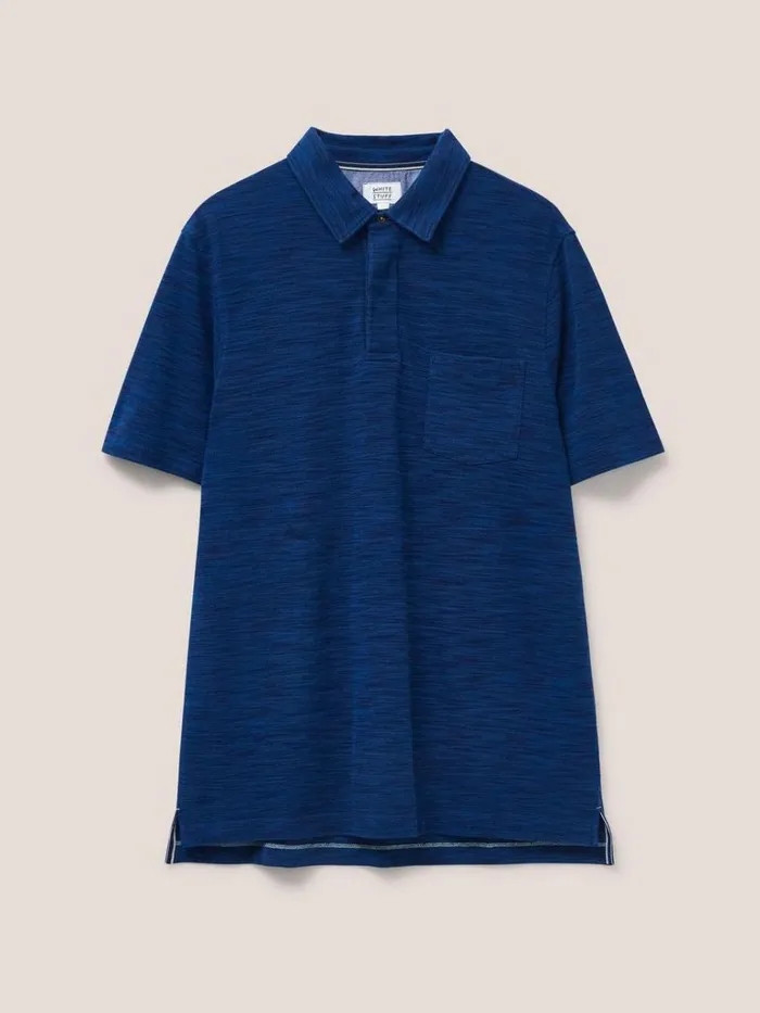 Men POLO SHIRTS White Stuff Spacedye Polo Dark Navy