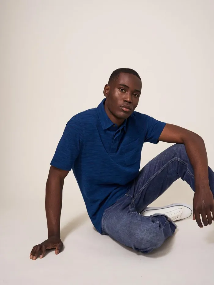 Men POLO SHIRTS White Stuff Spacedye Polo Dark Navy