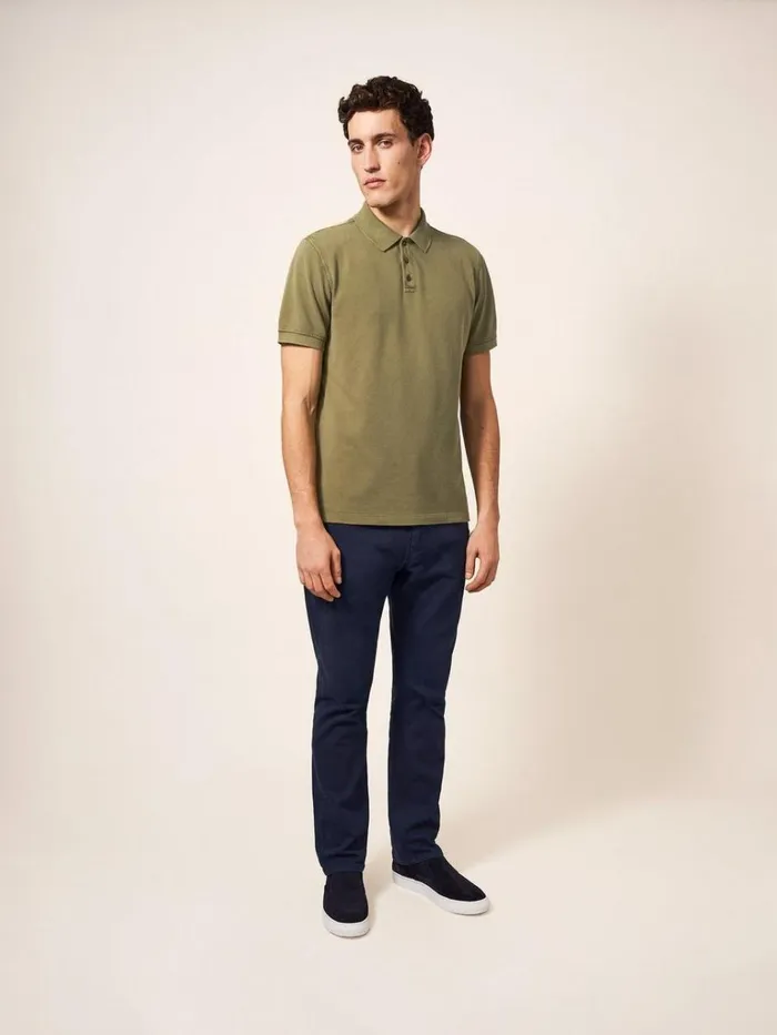 Men POLO SHIRTS White Stuff Utility Polo Khaki Green