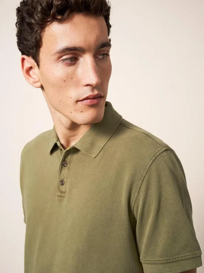 Men POLO SHIRTS White Stuff Utility Polo Khaki Green Men POLO SHIRTS White Stuff Utility Polo Khaki Green