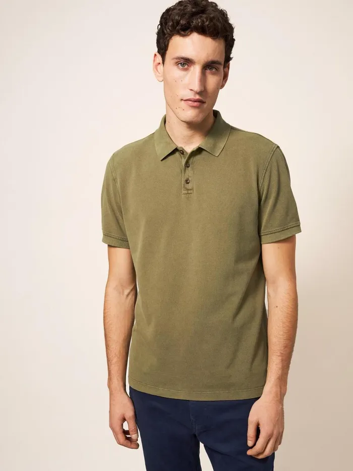 Men POLO SHIRTS White Stuff Utility Polo Khaki Green Men POLO SHIRTS White Stuff Utility Polo Khaki Green