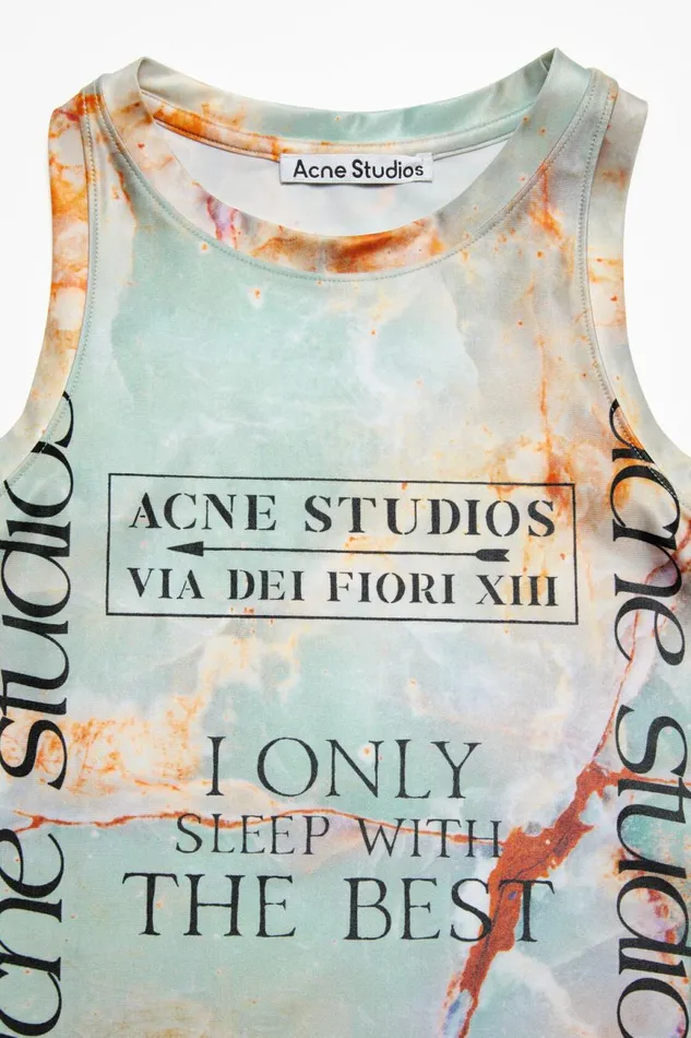Men Print Tank Top Pastel Green Acne Studios Tshirts