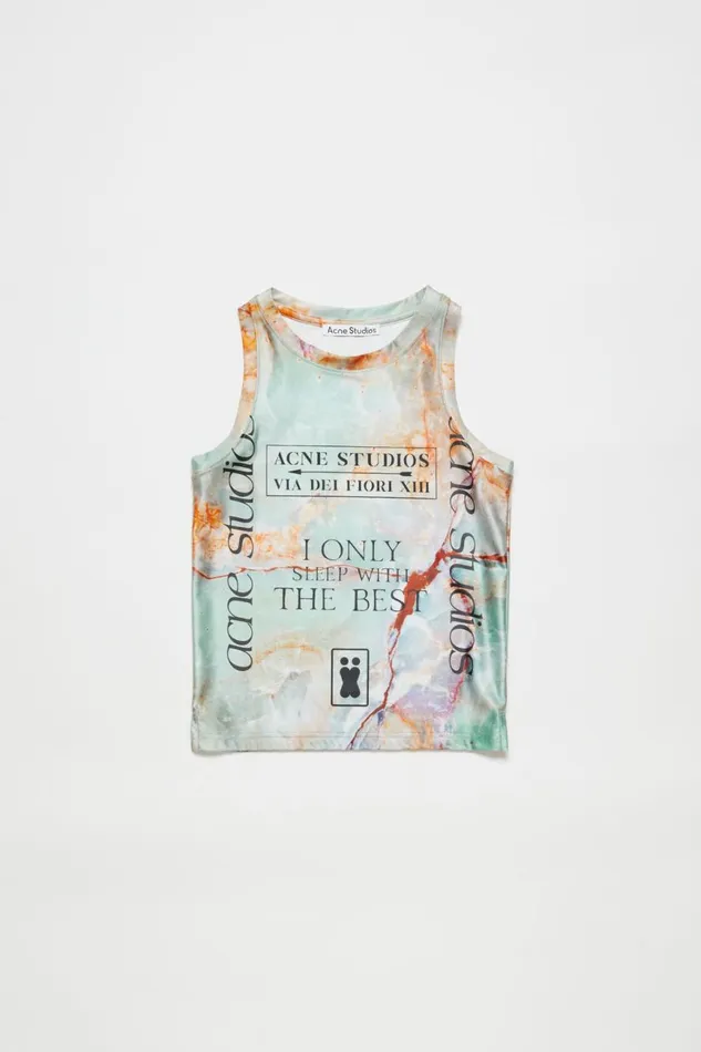 Men Print Tank Top Pastel Green Acne Studios Tshirts