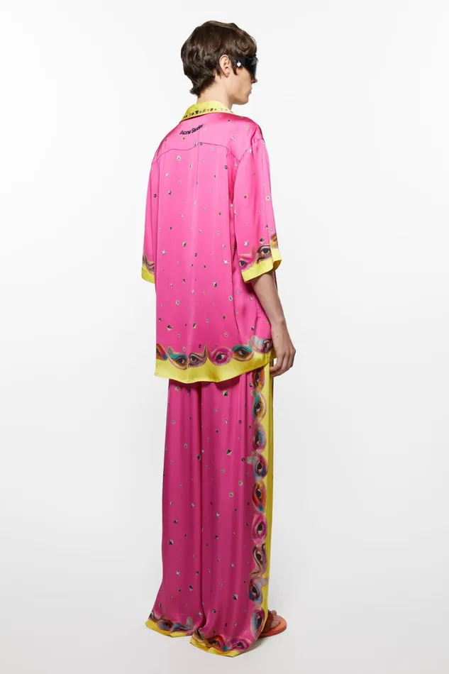 Men Printed Buttonup Shirt Fuchsia Pink Acne Studios Shirts