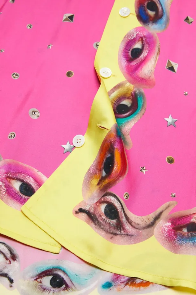 Men Printed Buttonup Shirt Fuchsia Pink Acne Studios Shirts
