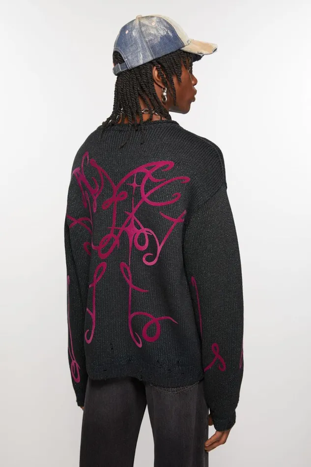Men Printed Jumper Greymulti Acne Studios Knitwear