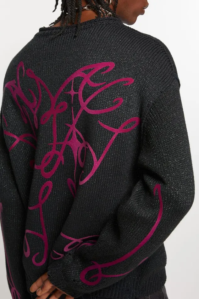 Men Printed Jumper Greymulti Acne Studios Knitwear