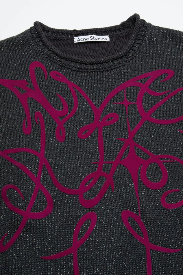Men Printed Jumper Greymulti Acne Studios Knitwear