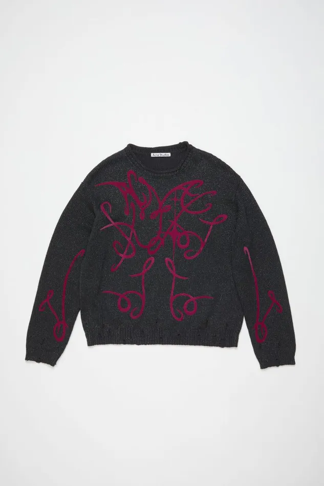 Men Printed Jumper Greymulti Acne Studios Knitwear