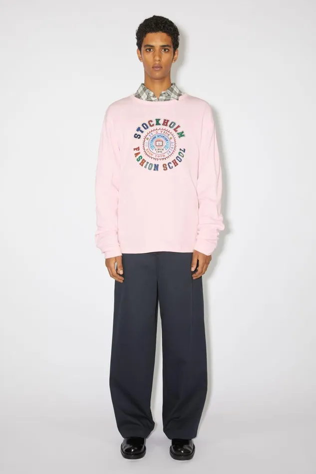 Men Printed Long Sleeve Tshirt 8211 Regular Fit Light Pink Acne Studios Tshirts