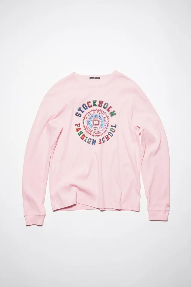 Men Printed Long Sleeve Tshirt 8211 Regular Fit Light Pink Acne Studios Tshirts
