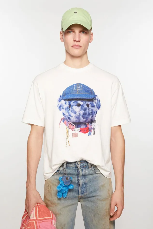 Men Printed Tshirt 8211 Relaxed Fit Optic White Acne Studios Tshirts