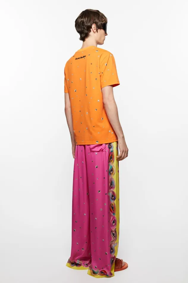 Men Printed Tshirt Bright Orange Acne Studios Tshirts