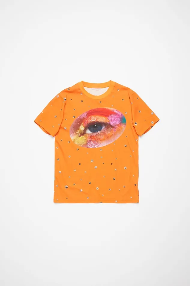 Men Printed Tshirt Bright Orange Acne Studios Tshirts