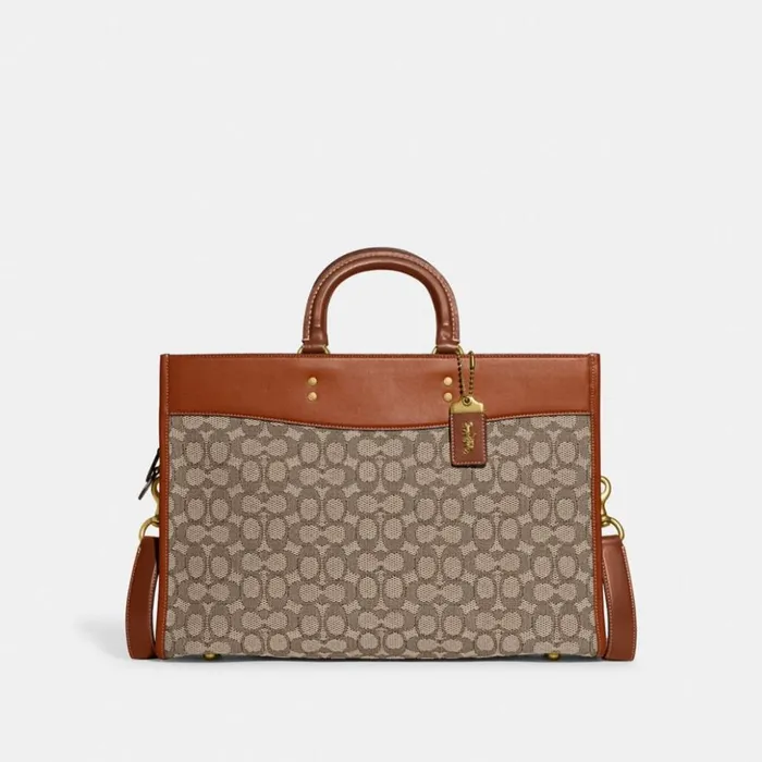 Men Rogue Brief In Signature Textile Jacquard Cocoa Coach Briefcases