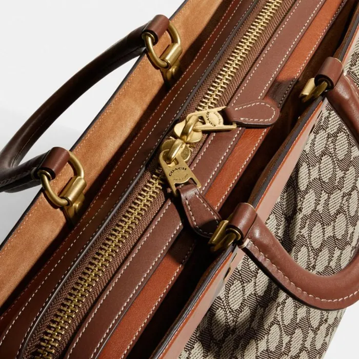 Men Rogue Brief In Signature Textile Jacquard Cocoa Coach Briefcases