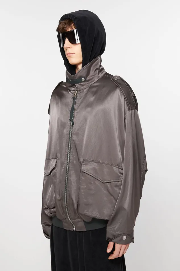 Men Satin Jacket Mid Grey Acne Studios Outerwear