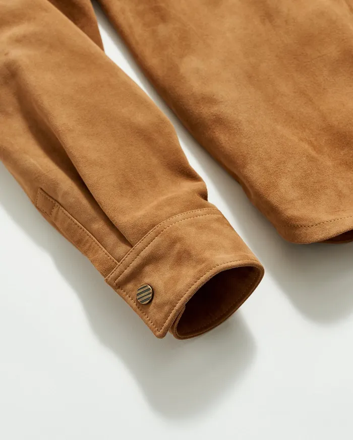 Men Savoy Suede Workshirt Camel Billy Reid Shirting