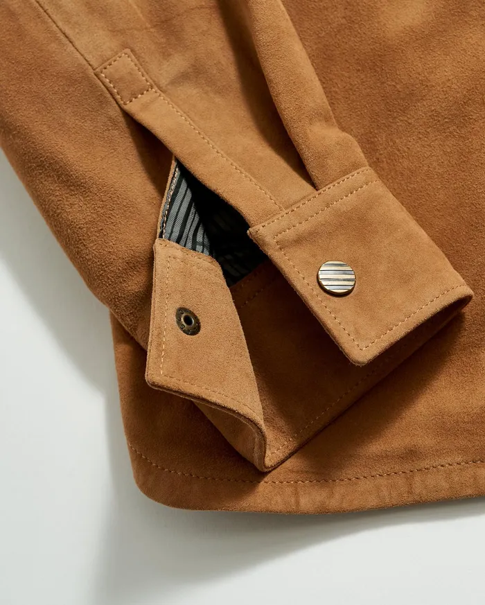Men Savoy Suede Workshirt Camel Billy Reid Shirting
